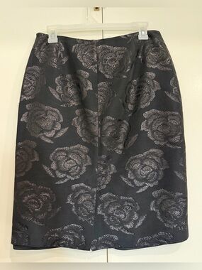 The Limited Black Floral Metallic Sparkle Pencil Skirt